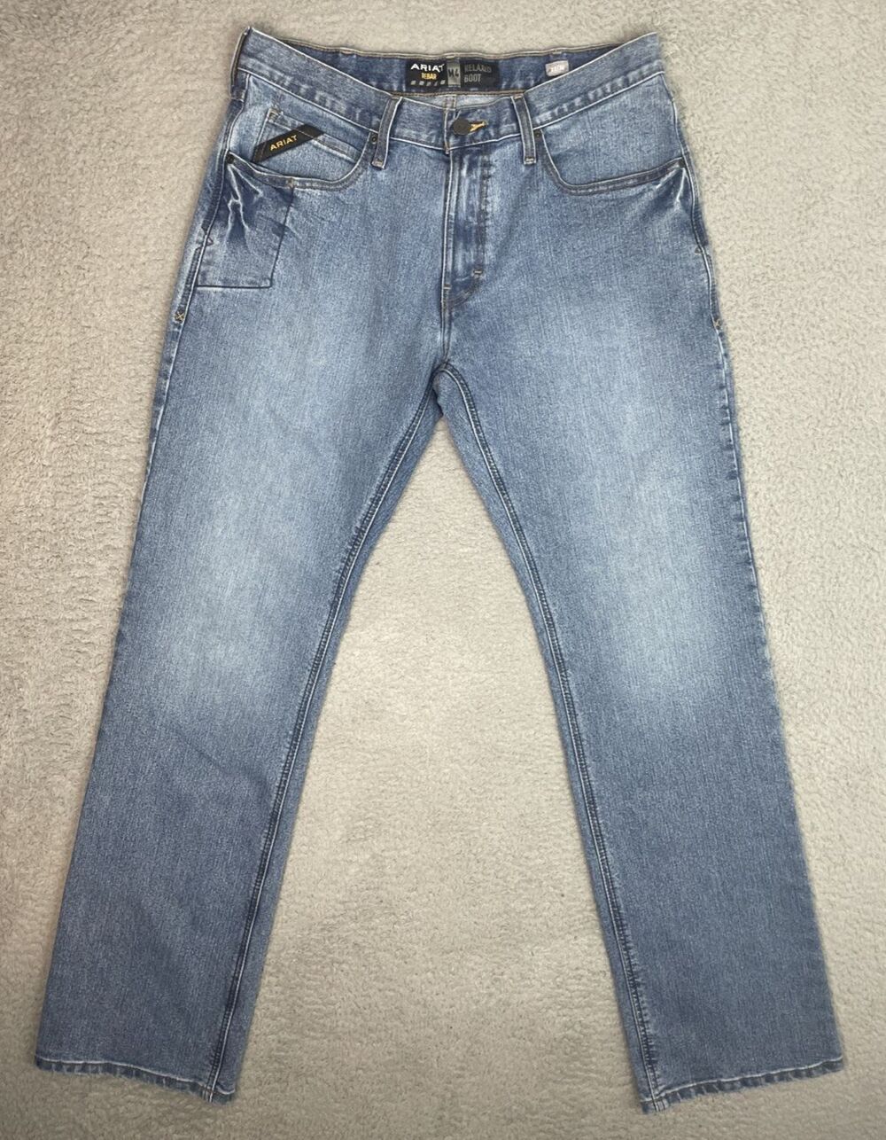 Ariat Jeans M4 Rebar Relaxed Bootcut Mens 33x36 Blue Haze Workwear NWOT